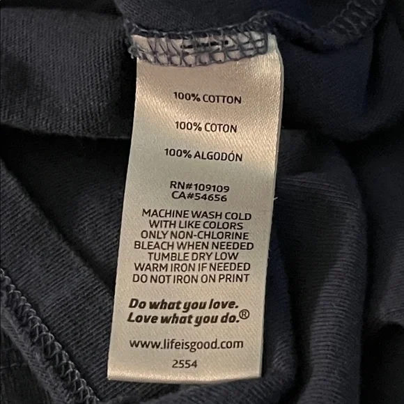 LIFE IS GOOD 🐶 DISTRESSED NAVY BLUE COTTON LONG SLEEVE DOG RESCUE TSHIRT XXL - Picture 8 of 8